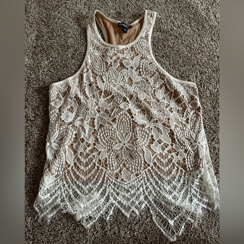 White Lace Express Tank Top -Small